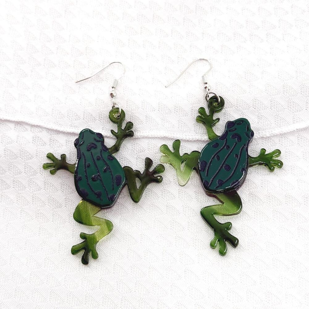Cute Froggy Earrings, Frog Earrings, Toad Earrings, Summer Earrings